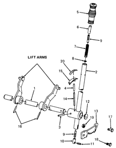 Implement Lift Handle Diagram and Parts List for 1610 0350042U-135393100-135393399-136393100 Cub Cadet Lawn Tractor